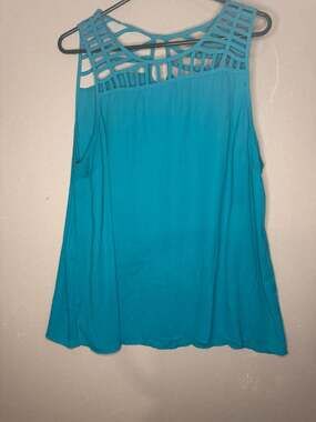 Torrid Teal Sleeveless Blouse with Lattice Cutout Neckline - Size 2